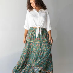 Natural Life Gabi Tiered Maxi Skirt - Teal Red Floral 13 Natural Life Gabi Tiered Maxi Skirt - Teal Red Floral -Natural Life Shop 1A2A9433 scaled