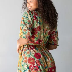 Natural Life Sophia Wrap Midi Dress - Gold Vintage Floral -Natural Life Shop 1A2A9730 scaled