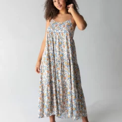 Natural Life Madi Long Slip Dress - Cream Tan Peony -Natural Life Shop 1A2A9816 scaled