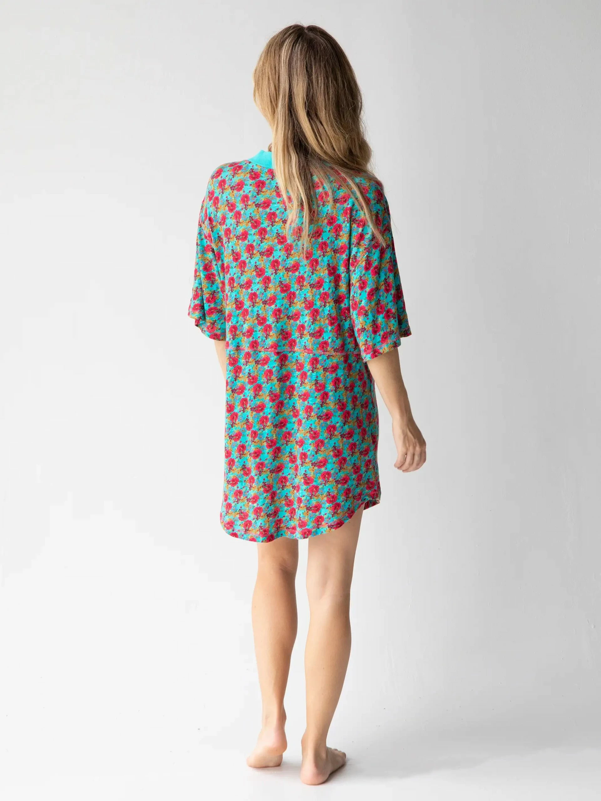 Natural Life Charlie V-Neck Dress - Red Blue Floral 6 Natural Life Charlie V-Neck Dress - Red Blue Floral - Image 4
