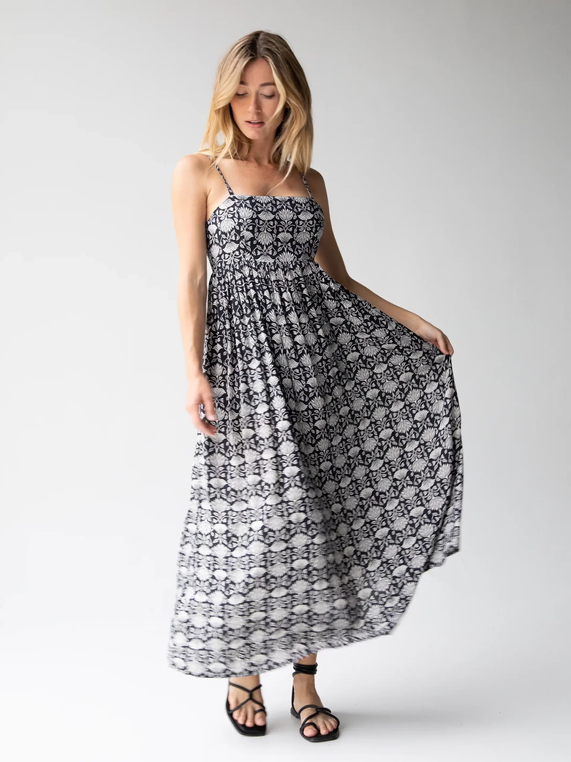Natural Life Bailey Maxi Dress - Black Floral Vines 8 Natural Life Bailey Maxi Dress - Black Floral Vines - Image 6