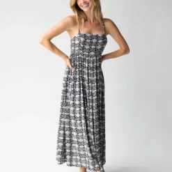 Natural Life Bailey Maxi Dress - Black Floral Vines