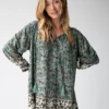 Natural Life Dara V-Neck Mini Dress - Sage Black Floral Border 1 Natural Life Dara V-Neck Mini Dress - Sage Black Floral Border -Natural Life Shop 484A0463 20copy