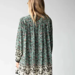 Natural Life Dara V-Neck Mini Dress - Sage Black Floral Border -Natural Life Shop 484A0467 20copy scaled