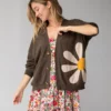 Natural Life Live Happy Cardigan Sweater - Olive Daisy -Natural Life Shop 484A0554 20copy