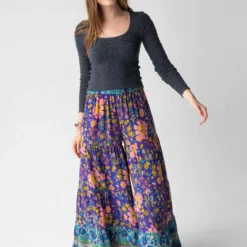Natural Life Patti Palazzo Pant - Blue Green Border -Natural Life Shop 484A0569 20copy scaled