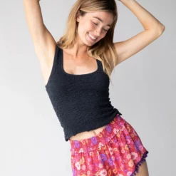 Natural Life Pom Pom Shorts - Pink Retro Floral