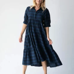 Natural Life Rebecca Tiered Dress - Blue Black Plaid -Natural Life Shop 484A1153 20copy scaled