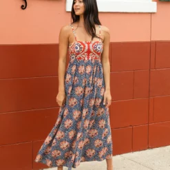 Natural Life Bailey Maxi Dress - Navy Red Mix Print -Natural Life Shop 484A1257 20copy