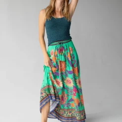 Natural Life Milena Skirt - Green Bright Floral Border -Natural Life Shop 484A1417 20copy scaled