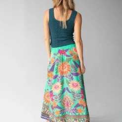 Natural Life Milena Skirt - Green Bright Floral Border -Natural Life Shop 484A1431 2 20copy scaled