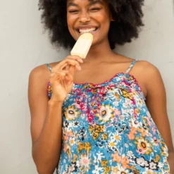 Natural Life Embroidered Harley Top - Blue Tan -Natural Life Shop 484A1437 20copy