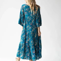Natural Life Charlotte Midi Dress - Dark Turquoise Cream -Natural Life Shop 484A1672 20copy scaled