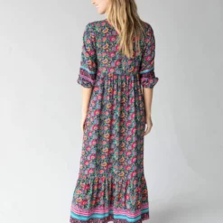 Natural Life Phoebe Maxi Dress - Black Pink Turquoise -Natural Life Shop 484A1695 scaled