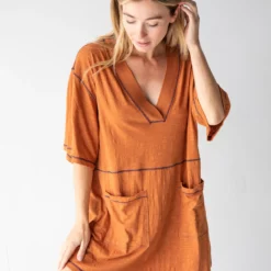 Natural Life Charlie V-Neck Dress - Burnt Orange 11 Natural Life Charlie V-Neck Dress - Burnt Orange -Natural Life Shop 484A1716 20copy