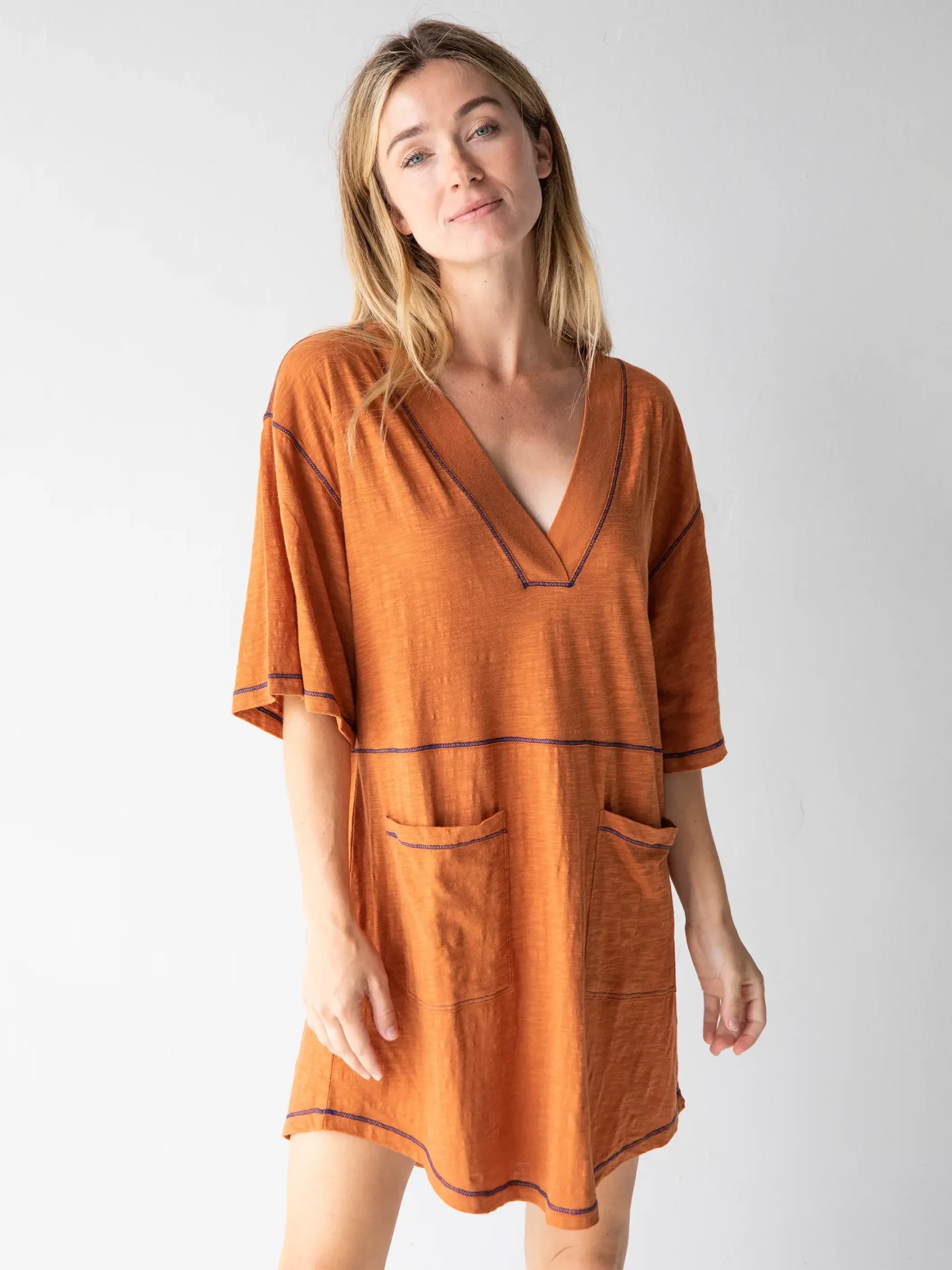 Natural Life Charlie V-Neck Dress - Burnt Orange 4 Natural Life Charlie V-Neck Dress - Burnt Orange - Image 2