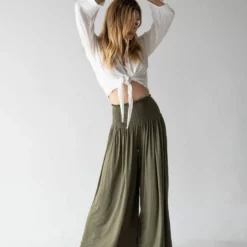 Natural Life Make A Move Knit Palazzo Pant - Olive -Natural Life Shop 484A1846 Edit 20copy scaled