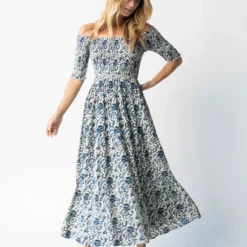 Natural Life Daisy Tiered Midi Dress - Ivory Blue Vines -Natural Life Shop 484A2616 20copy scaled