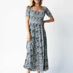 Natural Life Daisy Tiered Midi Dress - Ivory Blue Vines -Natural Life Shop 484A2631 20copy scaled