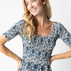 Natural Life Daisy Tiered Midi Dress - Ivory Blue Vines -Natural Life Shop 484A2669 20copy scaled