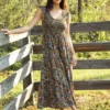 Natural Life Olivia Smocked Maxi Dress - Olive Floral -Natural Life Shop 484A2732 20copy scaled
