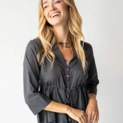 Natural Life Chloe Tie Top - Charcoal -Natural Life Shop 484A2843 20copy scaled