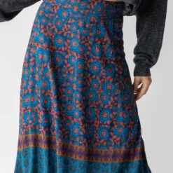 Natural Life Amy Maxi Skirt - Teal Gold Border -Natural Life Shop 484A2892 20close 20up scaled