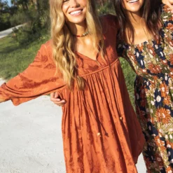 Natural Life Rose Dress - Rust