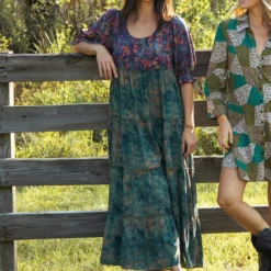 Natural Life Collette Tiered Maxi Dress - Navy Turquoise Floral -Natural Life Shop 484A2914 20copy scaled