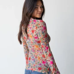 Natural Life Carina Mesh Top - Grey Bright Floral -Natural Life Shop 484A3420 20copy