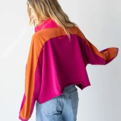 Natural Life Jess Color Block Pullover - Hot Pink -Natural Life Shop 484A3670 20copy scaled