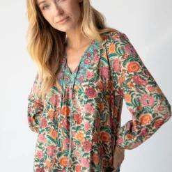 Natural Life Rowan Top - Cream Turquoise Mix