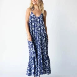 Natural Life Brooklynn Maxi Dress - Blue Navy Floral -Natural Life Shop 484A4184 scaled