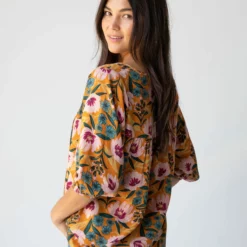 Natural Life Maribel Top - Orange Pink Floral -Natural Life Shop 484A4187 20copy scaled