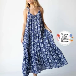 Natural Life Brooklynn Maxi Dress - Blue Navy Floral