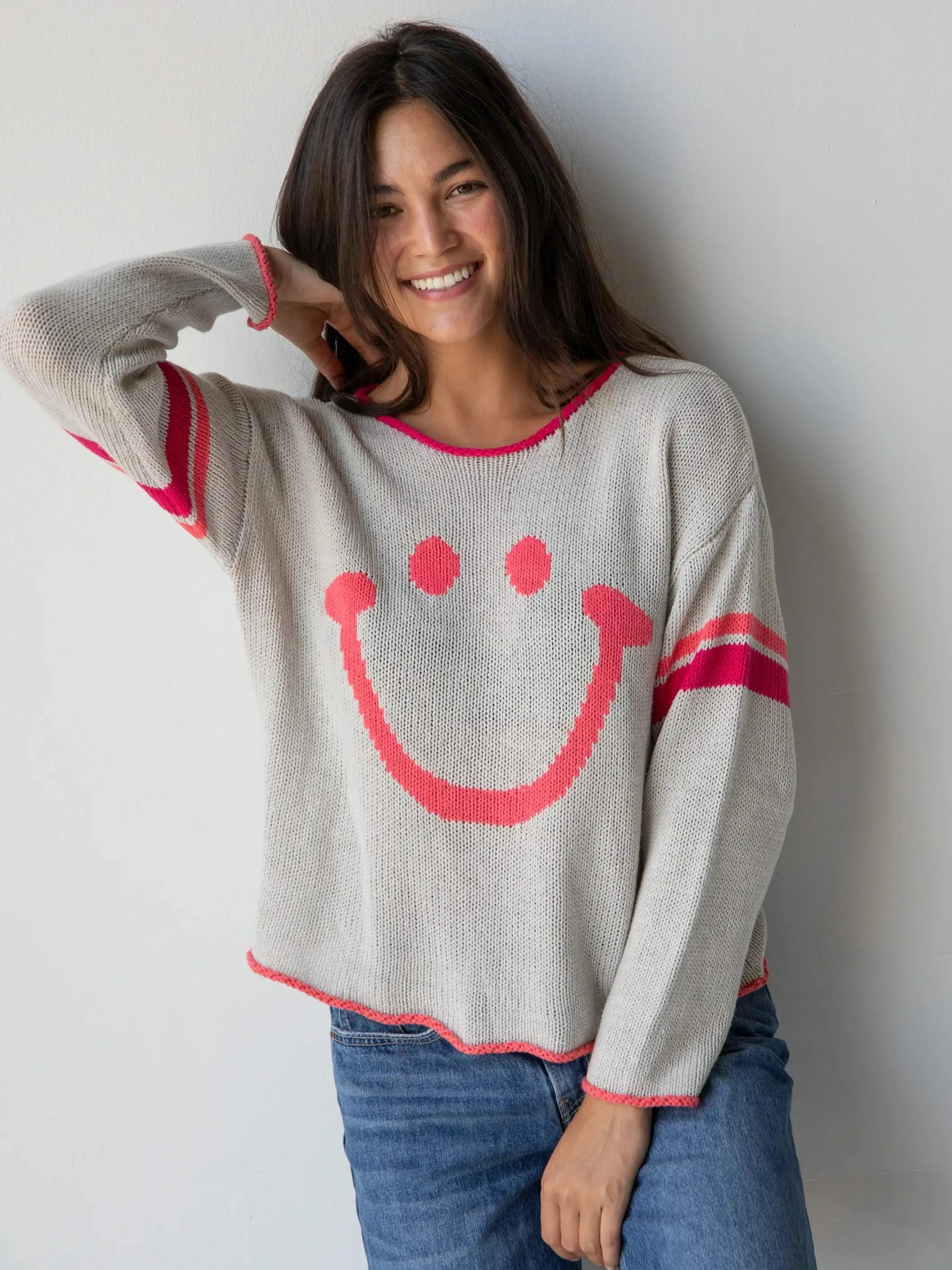 Natural Life Carson Knit Sweater - Smiley 3 Natural Life Carson Knit Sweater - Smiley