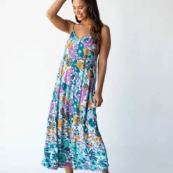 Natural Life Gracie V-Neck Slip Dress - Purple Floral -Natural Life Shop 484A4347 scaled