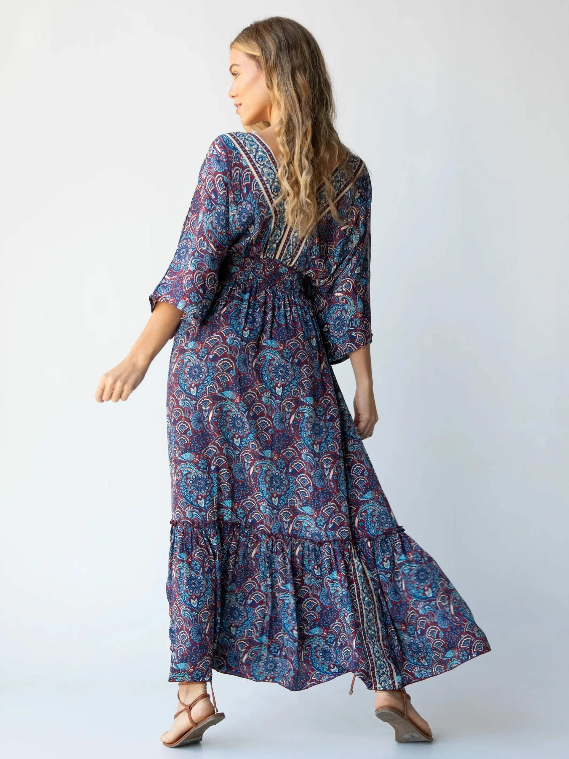 Natural Life Celia Maxi Dress - Cranberry Navy Paisley 6 Natural Life Celia Maxi Dress - Cranberry Navy Paisley - Image 4