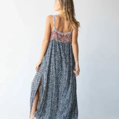 Natural Life Patti Side Slit Maxi Dress - Red Blue Calico -Natural Life Shop 484A4499 scaled