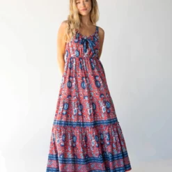 Natural Life Isabella Maxi Dress - Red Blue Floral