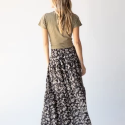 Natural Life Calla Maxi Skirt - Black Tan Leafy Floral -Natural Life Shop 484A4939 20copy
