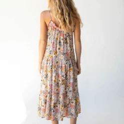 Natural Life Embroidered Harley Midi Dress - Tan Orange Floral -Natural Life Shop 484A4949 scaled