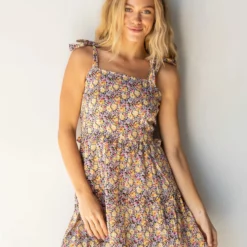 Natural Life Grace Mini Dress - Yellow Purple Floral