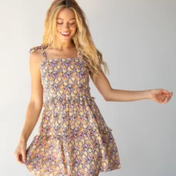 Natural Life Grace Mini Dress - Yellow Purple Floral -Natural Life Shop 484A5132 20copy scaled