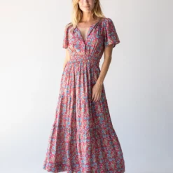 Natural Life Bella Maxi Dress - Red Olive Leaf