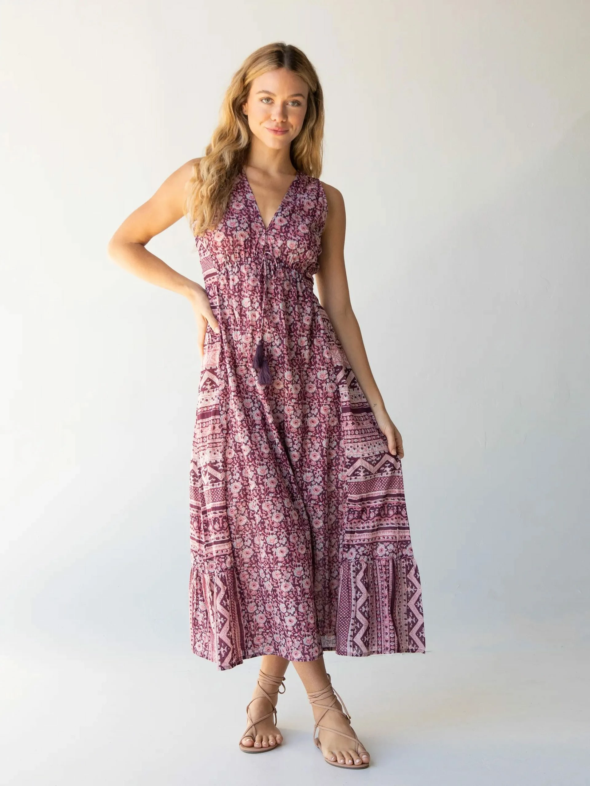 Natural Life Gianna Midi Beach Dress - Purple Floral Border 5 Natural Life Gianna Midi Beach Dress - Purple Floral Border - Image 3