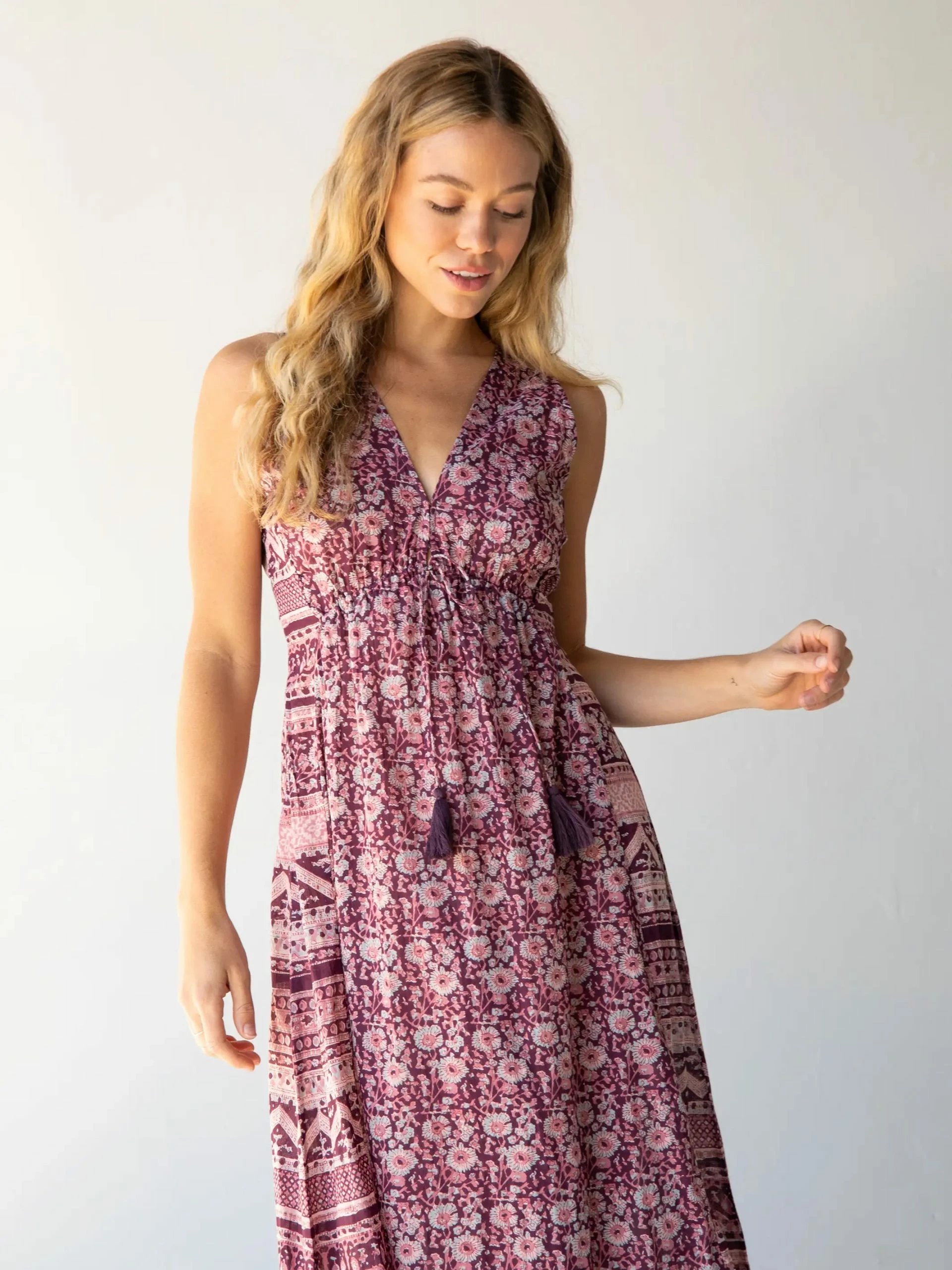 Natural Life Gianna Midi Beach Dress - Purple Floral Border 6 Natural Life Gianna Midi Beach Dress - Purple Floral Border - Image 4