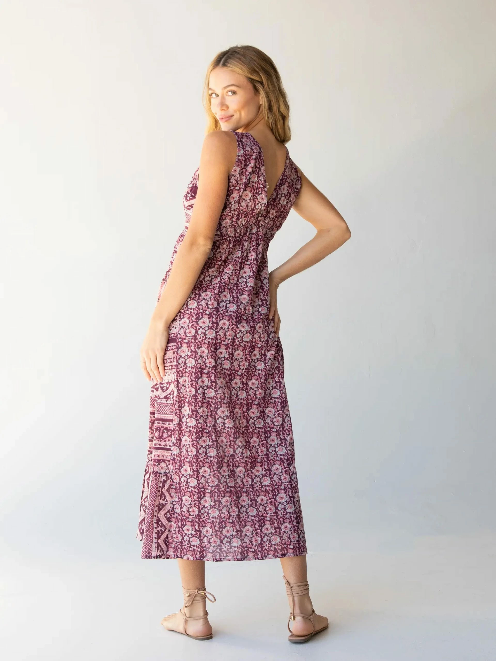 Natural Life Gianna Midi Beach Dress - Purple Floral Border 7 Natural Life Gianna Midi Beach Dress - Purple Floral Border - Image 5