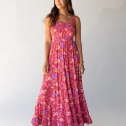 Natural Life Darcy Maxi Dress - Pink Retro Floral -Natural Life Shop 484A5398