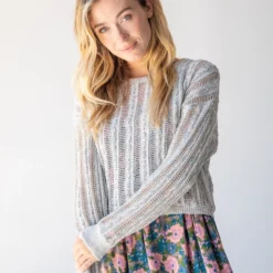 Natural Life Millie Cropped Sweater - Light Blue